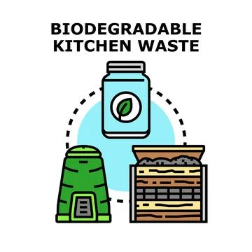 Biodegradable kitchen waste composting process concept Stock Illustration