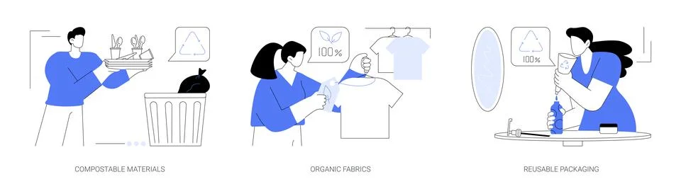 Biodegradable materials abstract concept vector illustrations. 스톡 일러스트