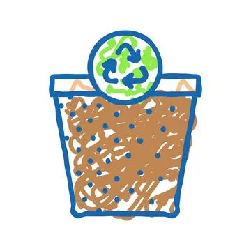 Biodegradable materials environmental icon doodle illustration Stock Illustration