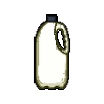 Biodegradable milk bottle plastic pixel art vector illustration Stock Illustration