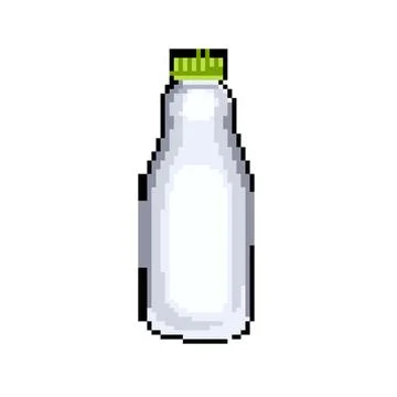 Biodegradable milk bottle plastic pixel art vector illustration Stock Illustration