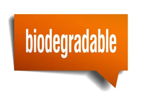 Biodegradable orange 3d speech bubble Stock Illustration