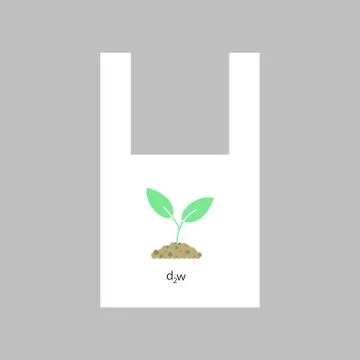 Biodegradable plastic bag with leaf design. Vector icon Stock Illustration