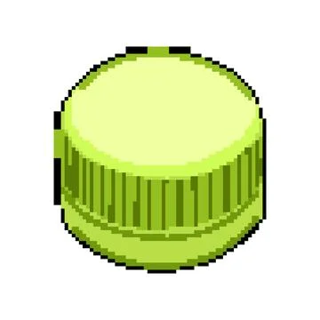 Biodegradable plastic bottle cap pixel art vector illustration Stock Illustration