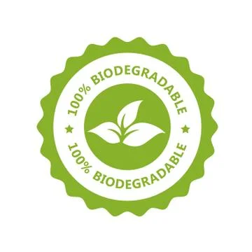 Biodegradable, plastic free icon - compostable product label, eco seal Stock Illustration