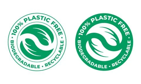 Biodegradable, plastic free recyclable vector icon. 100 percent bio recyclabl Stock-Illustration