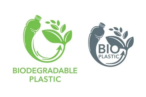 Biodegradable plastic icon - bottle turns to plant Stock Illustration