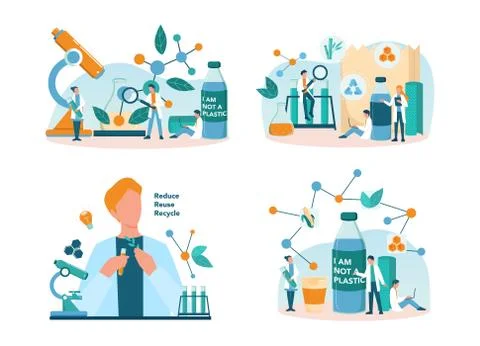Biodegradable plastic invention and development.. Scientist make Ilustración de archivo