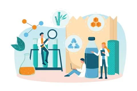Biodegradable plastic invention and development.. Scientist make Ilustración de archivo