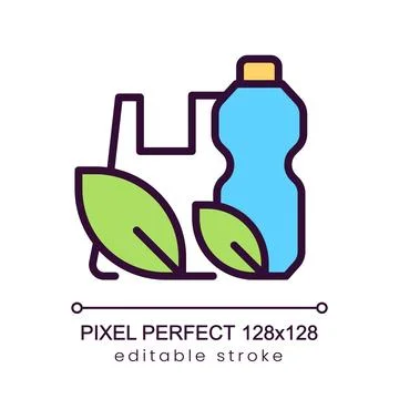 Biodegradable plastic pixel perfect RGB color icon Stock Illustration