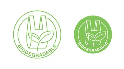Biodegradable plastic polymers sign Stock Illustration