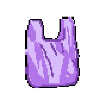 Biodegradable plastic shopping bag pixel art vector illustration Stock Illustration