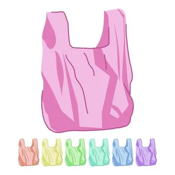 Biodegradable plastic shopping bag vector cartoon graphic Stock Illustration