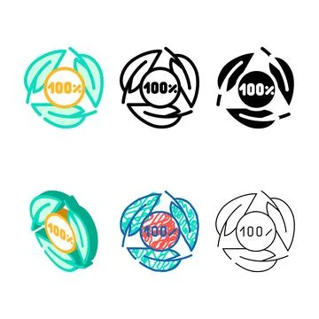 Biodegradable product label warning color icon types vector Stock Illustration