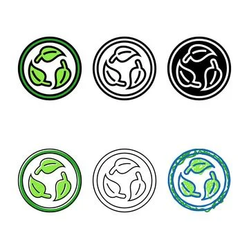 Biodegradable product label warning color icon vector types Stock Illustration