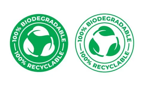Biodegradable recyclable vector icon. 100 percent bio recyclable and degradab Illustrazione stock