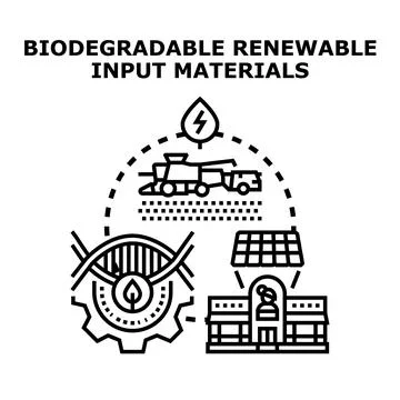 Biodegradable renewable input materials concept illustration Stock Illustration