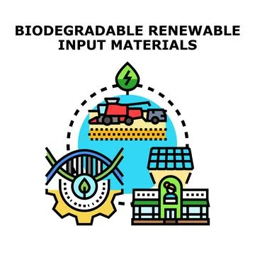Biodegradable renewable input materials concept illustration Stock Illustration