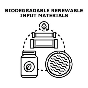 Biodegradable renewable input materials for sustainable production Stock Illustration