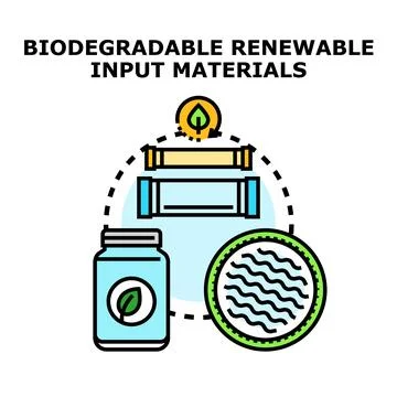 Biodegradable renewable input materials for sustainable production Stock Illustration