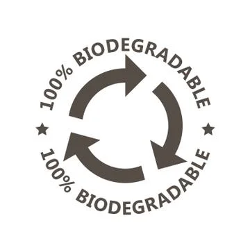Biodegradable sign - plastic free compostable product label, arrows circle, r Stock Illustration