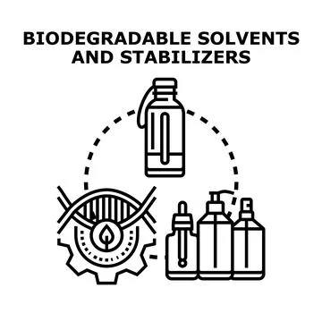 Biodegradable solvents and stabilizers concept illustration Stock Illustration