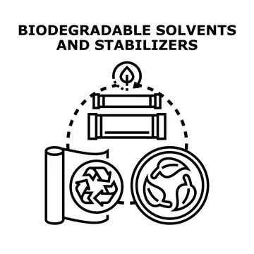 Biodegradable solvents and stabilizers concept illustration Stock Illustration