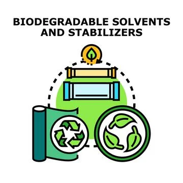 Biodegradable solvents and stabilizers concept illustration Stock Illustration