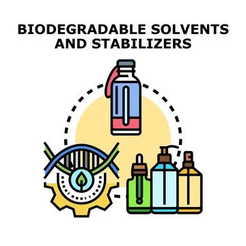 Biodegradable solvents and stabilizers concept illustration Stock Illustration