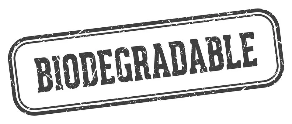 Biodegradable stamp. biodegradable rectangular stamp on white background Stock Illustration