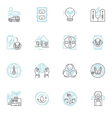 Biodegradable waste linear icons set. Composting, Decomposition, Recycling Stock Illustration