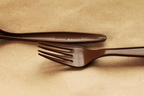 Biodergradable cutlery isolated Stock Photos