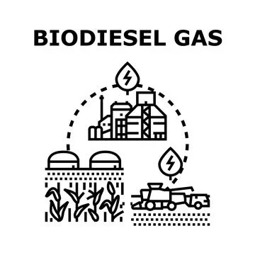 Biodiesel production cycle using renewable biomass resources Stock-Illustration