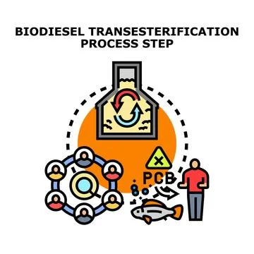 Biodiesel transesterification process step diagram Stockillustratie