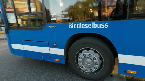 Biodisel bus in Winter - street scenes Fridhemsplan,  Stockholm Stock Footage 46264634