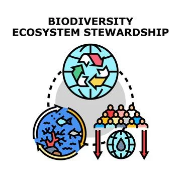 Biodiversity ecosystem stewardship concept vector icon Stock Illustration