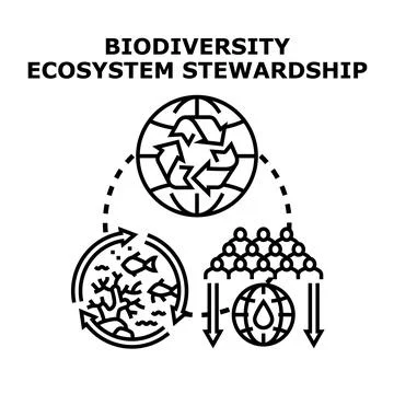 Biodiversity ecosystem stewardship concept vector icon Stock Illustration