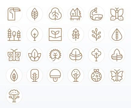 Biodiversity Exclusive Vector Set featuring 25 Regular Line PIXEL Perfect R.. 스톡 일러스트
