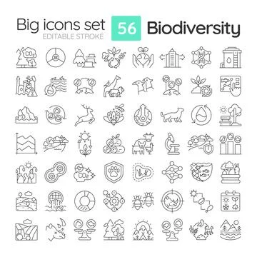 Biodiversity linear icons set Stock-Illustration