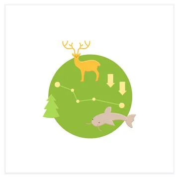 Biodiversity loss flat icon Stock Illustration