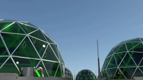 Biodome structures all together Stock Footage 107946728