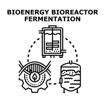 Bioenergy bioreactor fermentation process creating sustainable fuel Stock Illustration