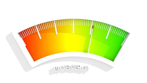 Bioenergy value measuring device with arrow and scale. 3D render Stock Footage 257173964