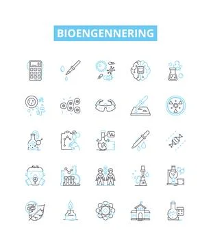 Bioengennering vector line icons set. bioengineering, genetics Stock Illustration