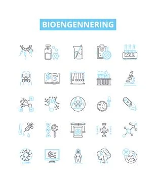 Bioengennering vector line icons set. bioengineering, genetics Stock Illustration