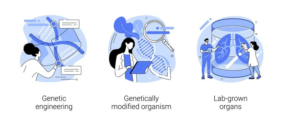 Bioengineering abstract concept vector illustrations. Stock Illustration