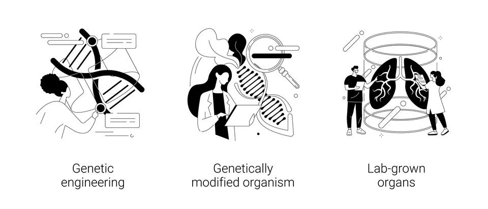 Bioengineering abstract concept vector illustrations. Stock Illustration