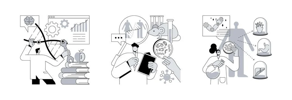 Bioengineering abstract concept vector illustrations. Illustrazione stock