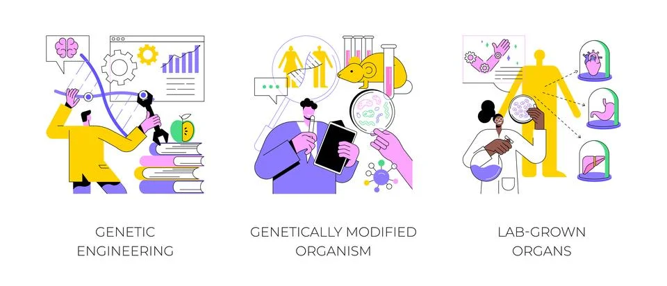 Bioengineering abstract concept vector illustrations. Stock Illustration