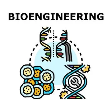 Bioengineering concept with dna manipulation and cellular research Stock Illustration